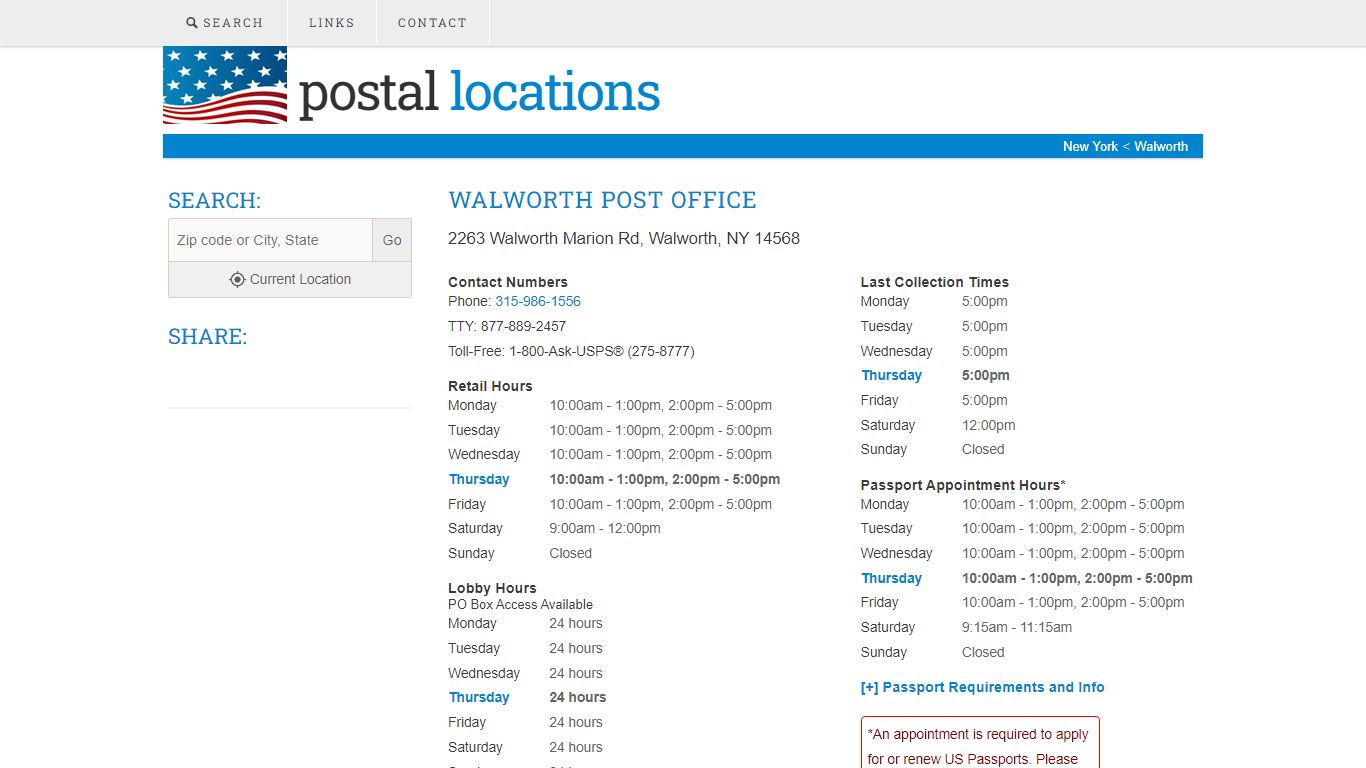 Post Office in Walworth, NY - Hours and Location - Postal Locations